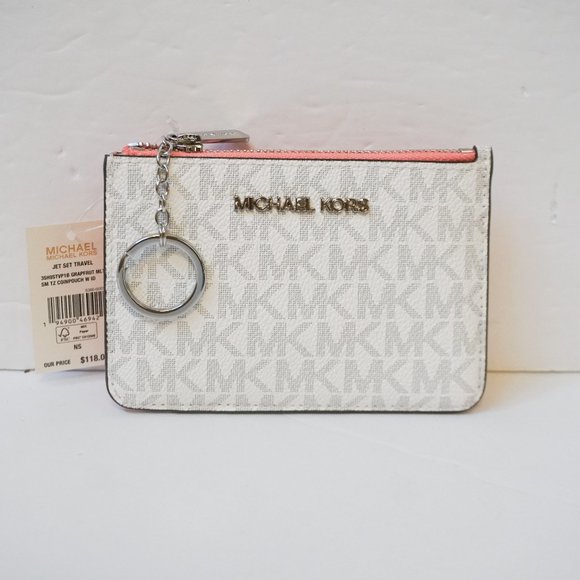 Michael Kors JST Coin ID Wallet White Grapefruit - Picture 1 of 9